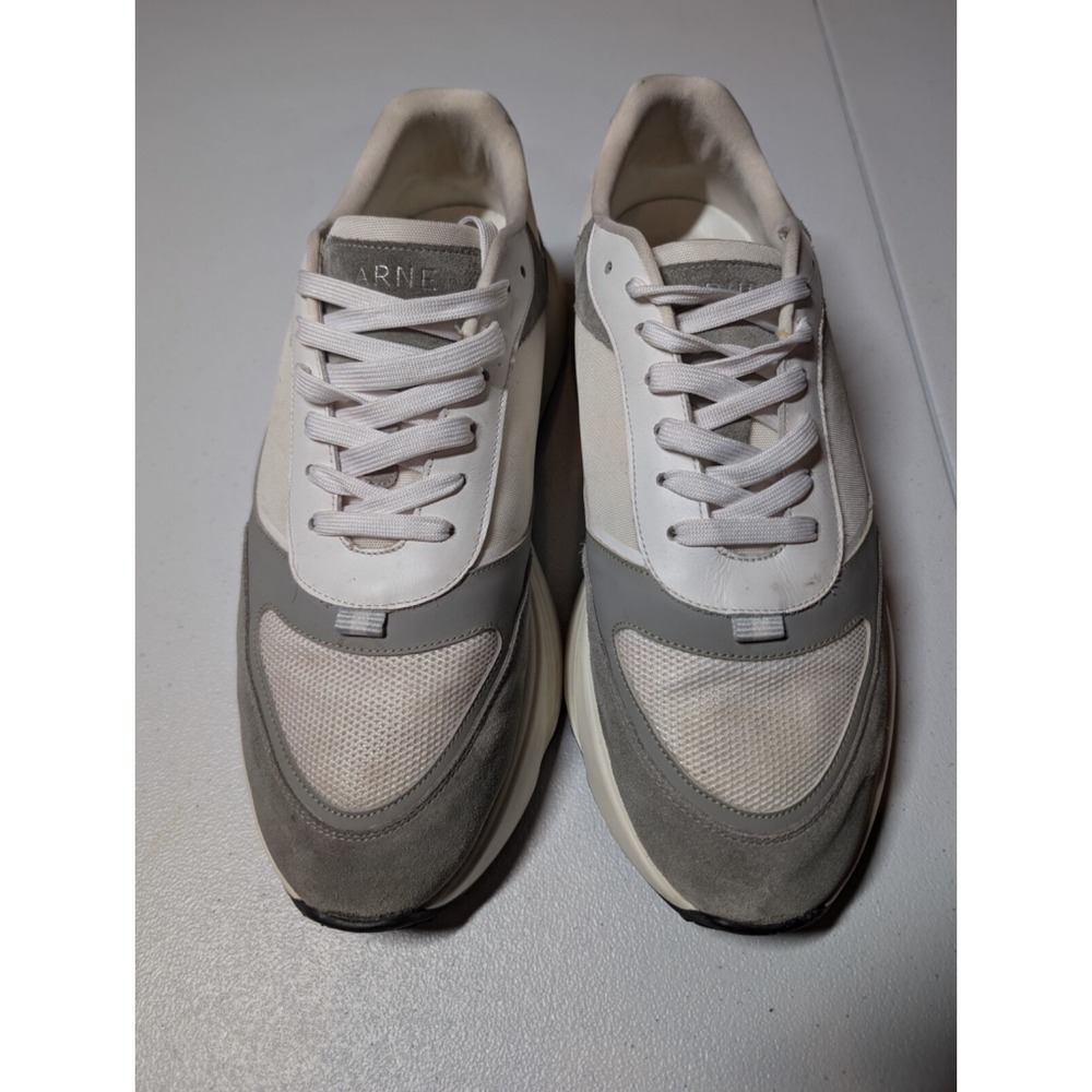 Arne Technical Runner  Men's White Grey Suede Mix Trainer Size UK12 EU 46